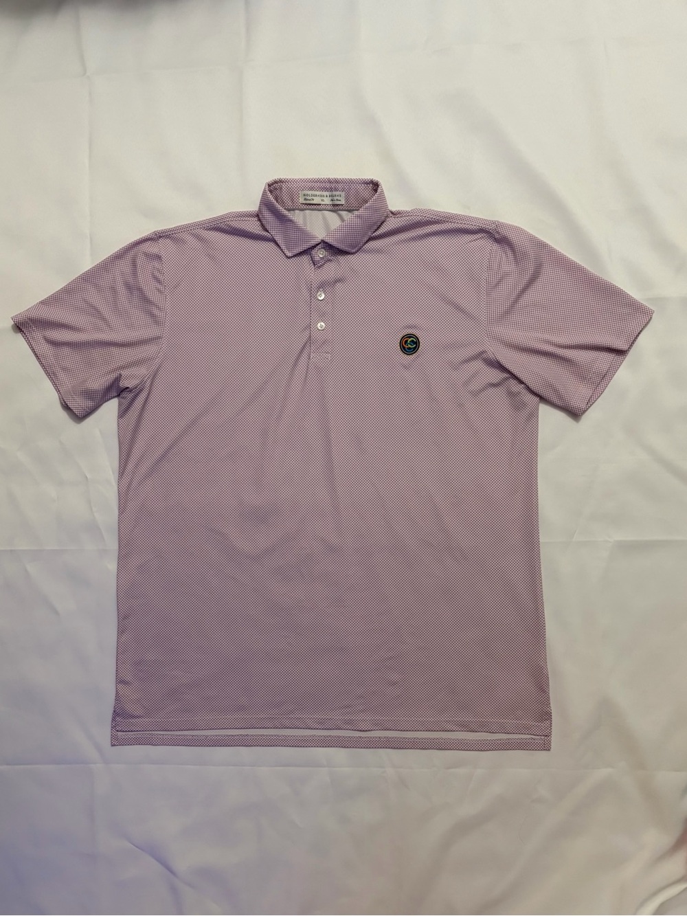 Holderness & Bourne Polo Shirt Mens XL Pink Striped Performance Golf Embroidered